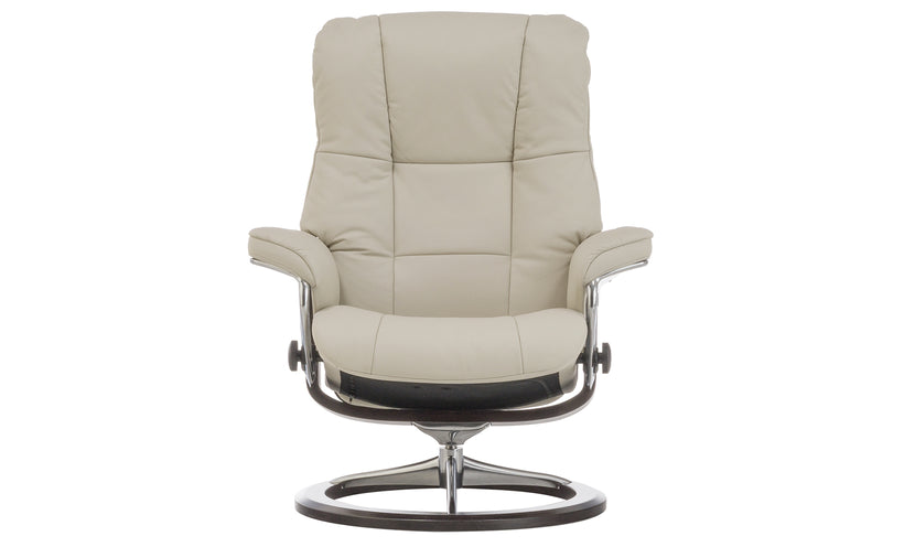 Stressless Mayfair Light Grey Chair and Ottoman (Medium)